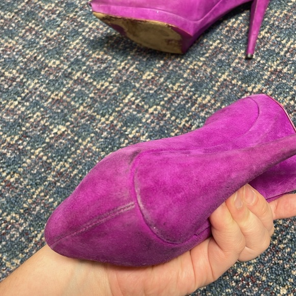 Preloved Saint Laurent Paris Purple Suede Janis Platform Pumps Size 39 - Picture 15 of 17